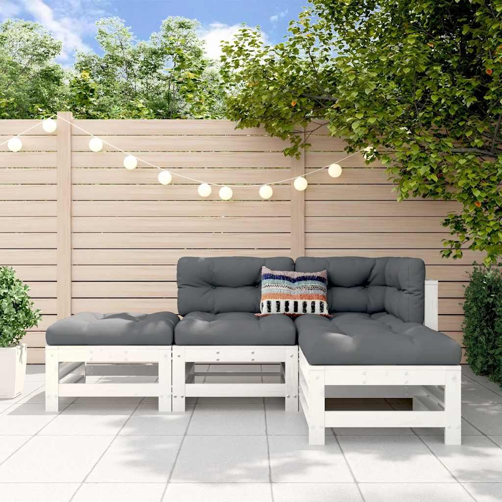 Set Salotto da Giardino 4 pz Bianco in Legno Massello di Pino vidaXL