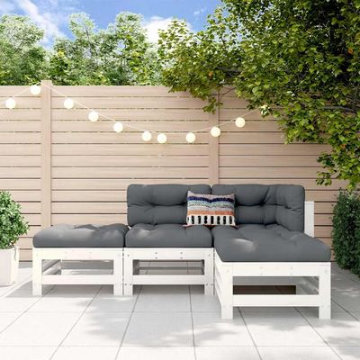 Set Salotto da Giardino 4 pz Bianco in Legno Massello di Pino vidaXL