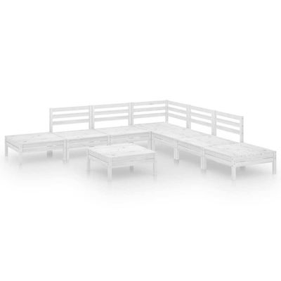 Set Salotto da Giardino 8 pz in Legno Massello di Pino Bianco vidaXL