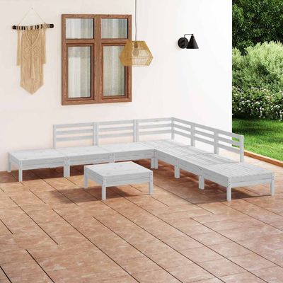 Set Salotto da Giardino 8 pz in Legno Massello di Pino Bianco vidaXL