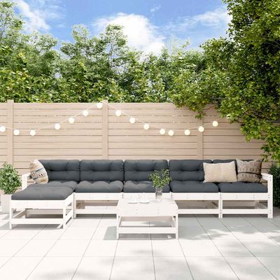 Set Salotto da Giardino 7 pz Bianco in Legno Massello di Pino vidaXL