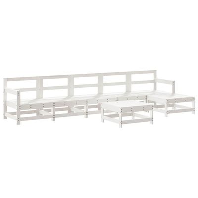 Set Salotto da Giardino 7 pz Bianco in Legno Massello di Pino vidaXL