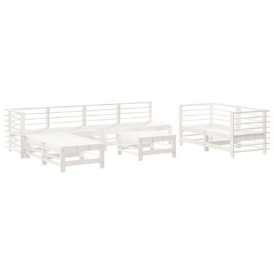 Set Salotto da Giardino 9 pz Bianco in Legno Massello di Pino vidaXL