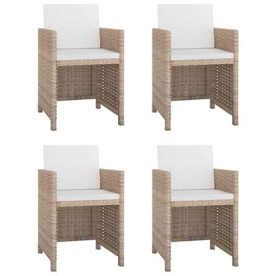 Set da Pranzo da Giardino 5 pz con Cuscini in Polyrattan Beige vidaXL