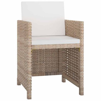 Set da Pranzo da Giardino 5 pz con Cuscini in Polyrattan Beige vidaXL