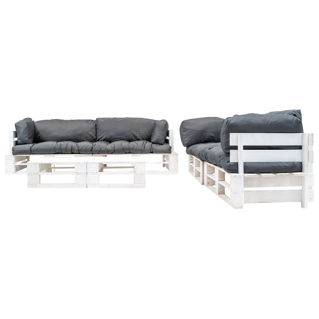 Set Divani da Giardino Pallet 6 pz con Cuscini Grigi in Legno vidaXL