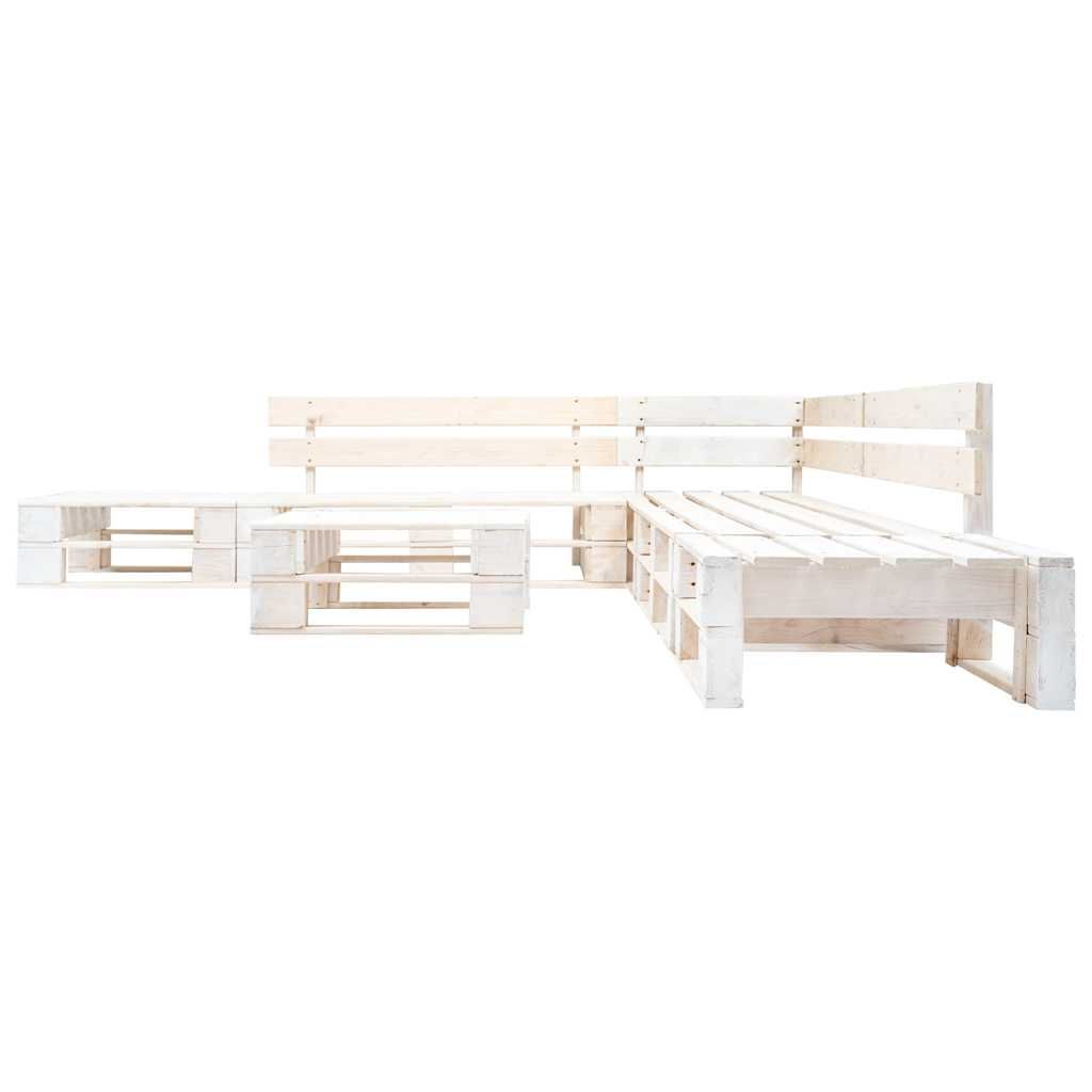 Set Divani da Giardino su Pallet 6 pz in Legno Bianco vidaXL