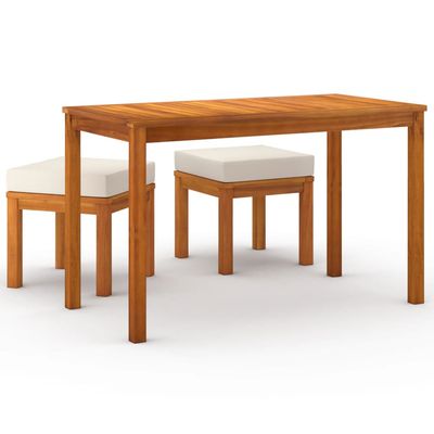 Set da Pranzo da Giardino 3pz con Cuscini Legno Massello Acacia vidaXL