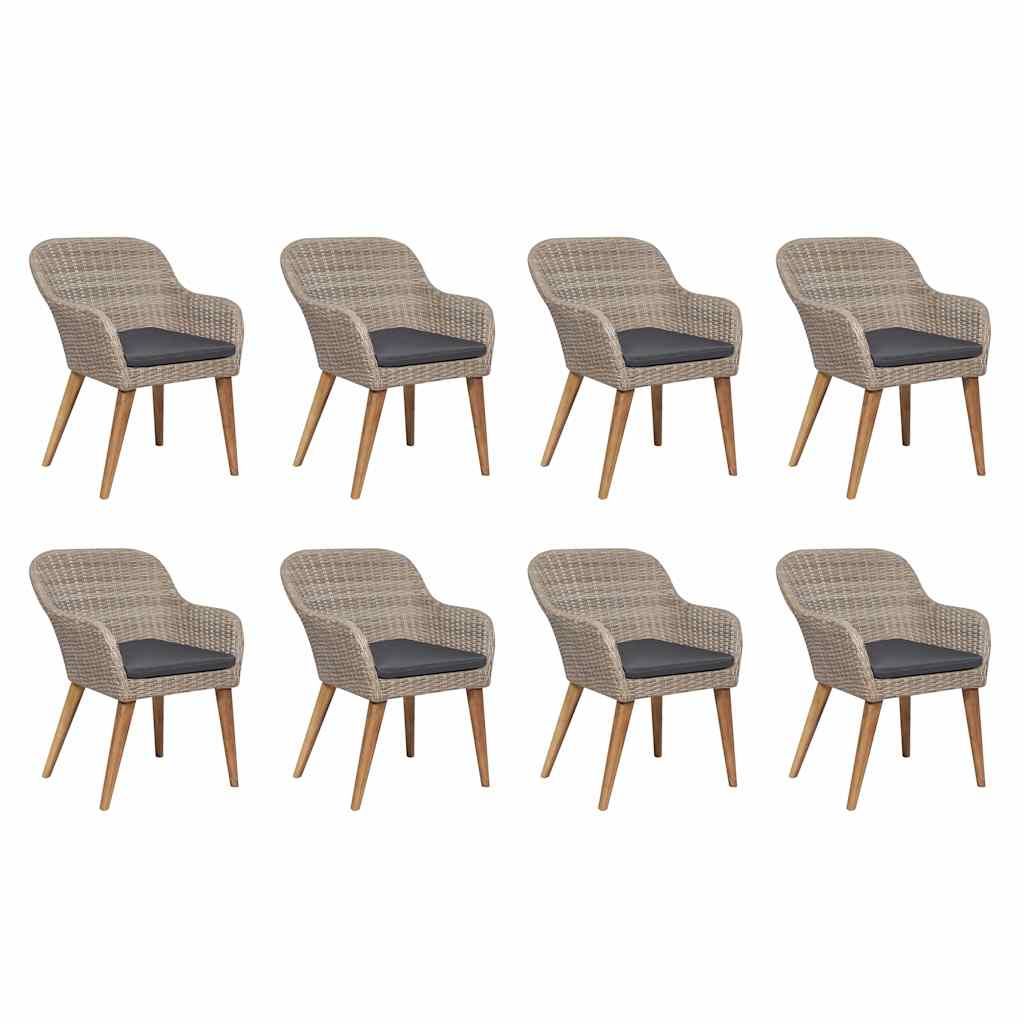 Set da Pranzo da Giardino 9 pz con Cuscini in Polyrattan vidaXL