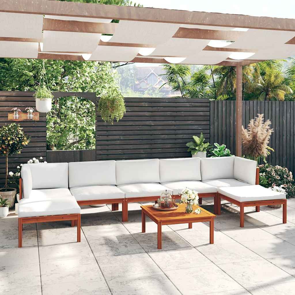 Set da giardino 8 pezzi con cuscini crema 63x63 cm vidaXL
