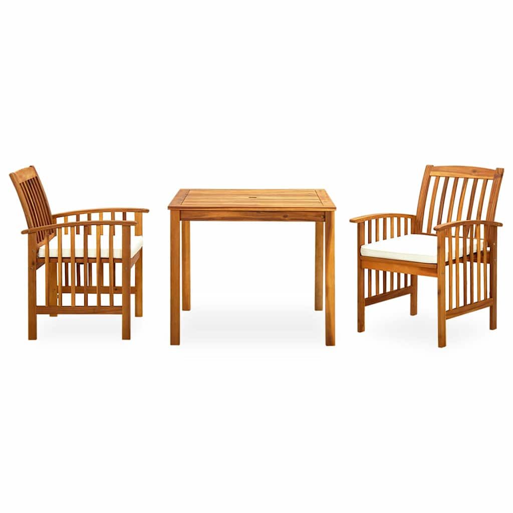 Set da Pranzo da Giardino 3 pz con Cuscini Massello di Acacia vidaXL