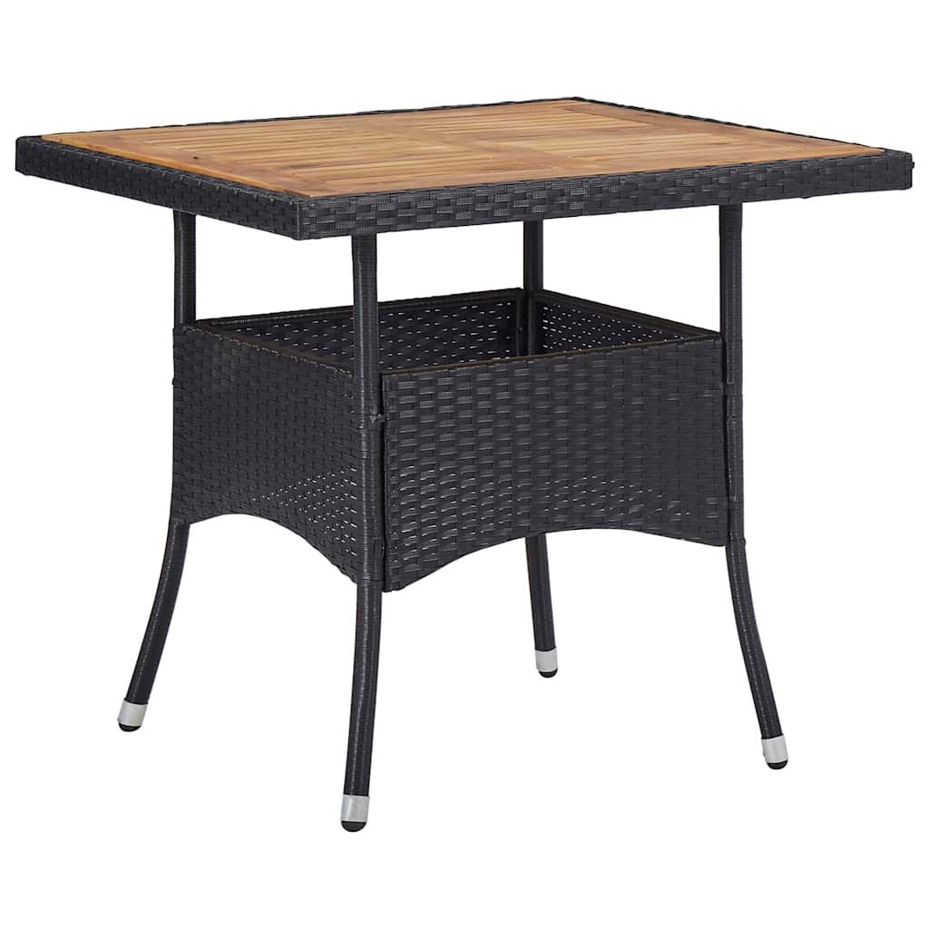 Set Mobili da Pranzo per Giardino 3 pz Nero Polyrattan e Acacia vidaXL