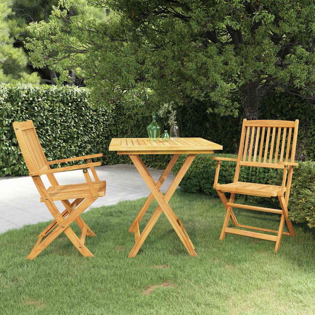 Set da Pranzo da Giardino 3 pz Pieghevole in Massello di Acacia vidaXL