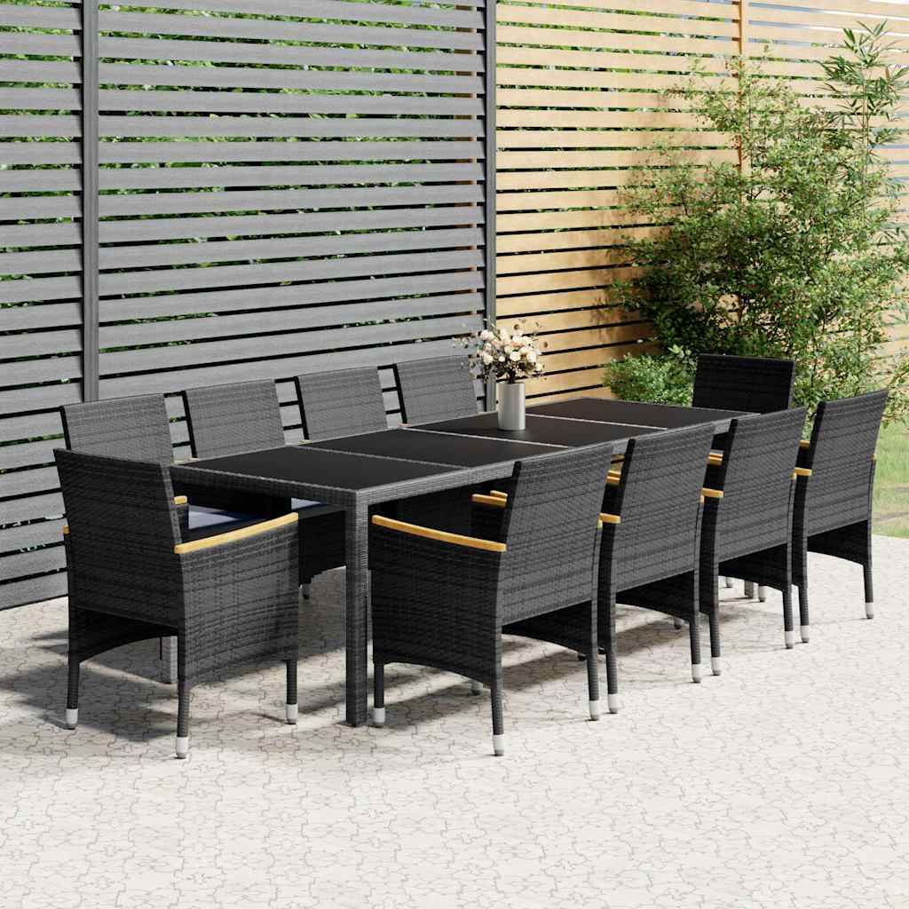 Set Pranzo da Giardino 11pz in Polyrattan Grigio vidaXL