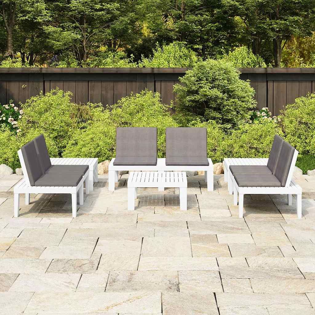 Set Divani da Giardino con Cuscini 6 pz in Plastica Bianco vidaXL