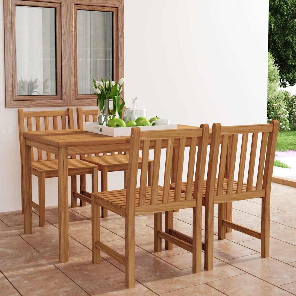 Set da pranzo da giardino 5 pz 140x80 cm in legno massello di teak vidaXL
