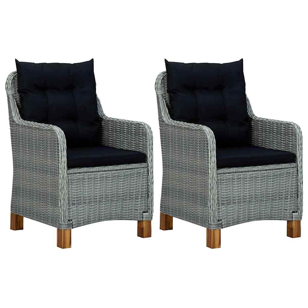Set Divani da Giardino 3pz con Cuscini Polyrattan Grigio Chiaro vidaXL