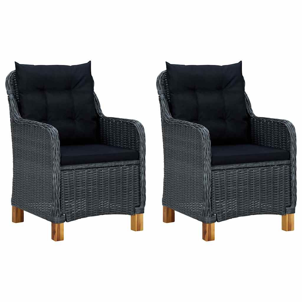 Set Divani da Giardino 3 pz con Cuscini Polyrattan Grigio Scuro vidaXL