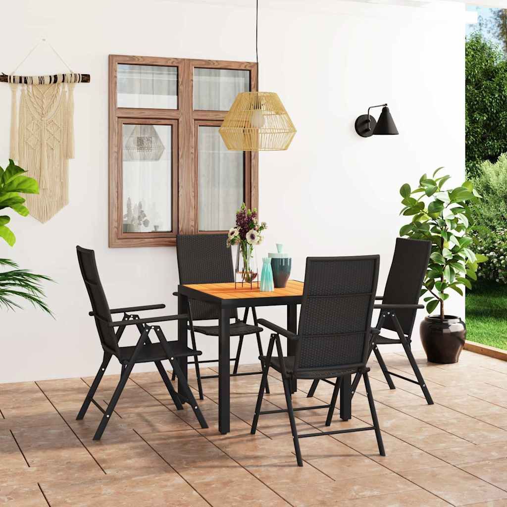 Set da Pranzo da Giardino 5 pz Nero e Marrone vidaXL