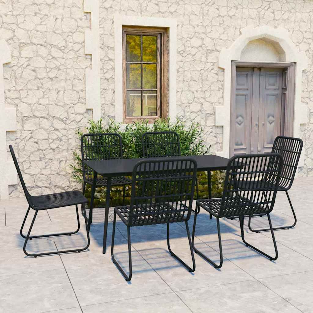 Set da Pranzo da Giardino 7 pz in Polyrattan e Vetro vidaXL