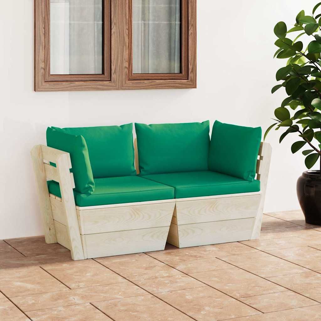 Divano da Giardino a 2 Posti su Pallet con Cuscini Legno Abete vidaXL