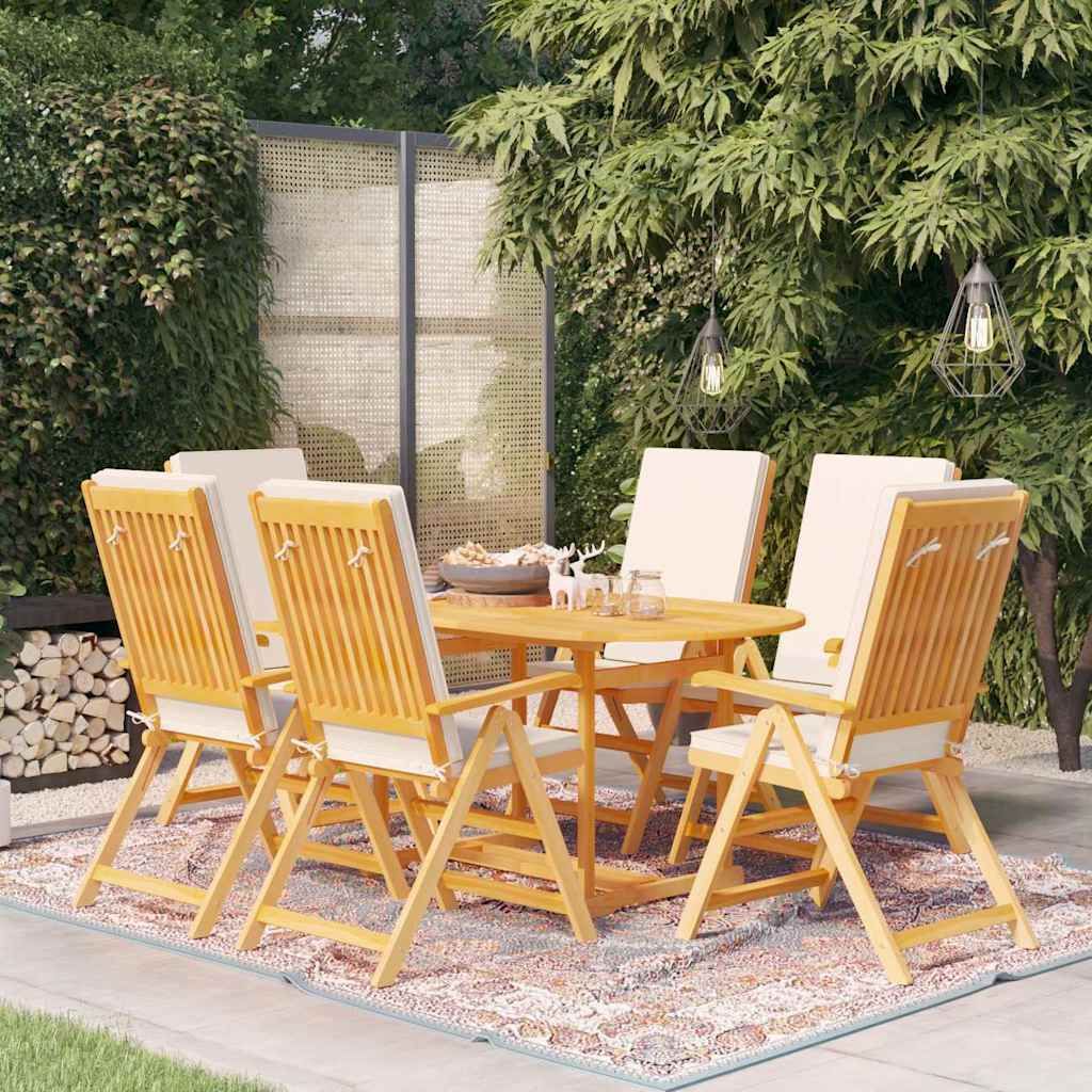 Set da Pranzo da Giardino 7 pz con Cuscini in Legno di Teak vidaXL