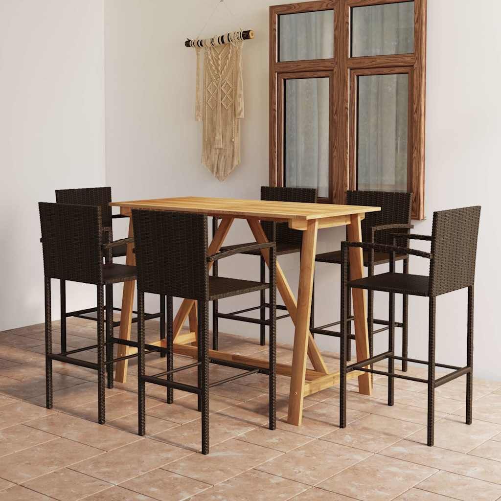 Set Bar da Giardino 7 pz Marrone vidaXL