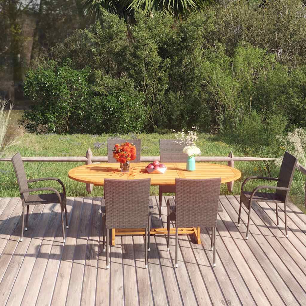 Set Mobili da Pranzo Giardino 7 pz in Polyrattan Marrone vidaXL