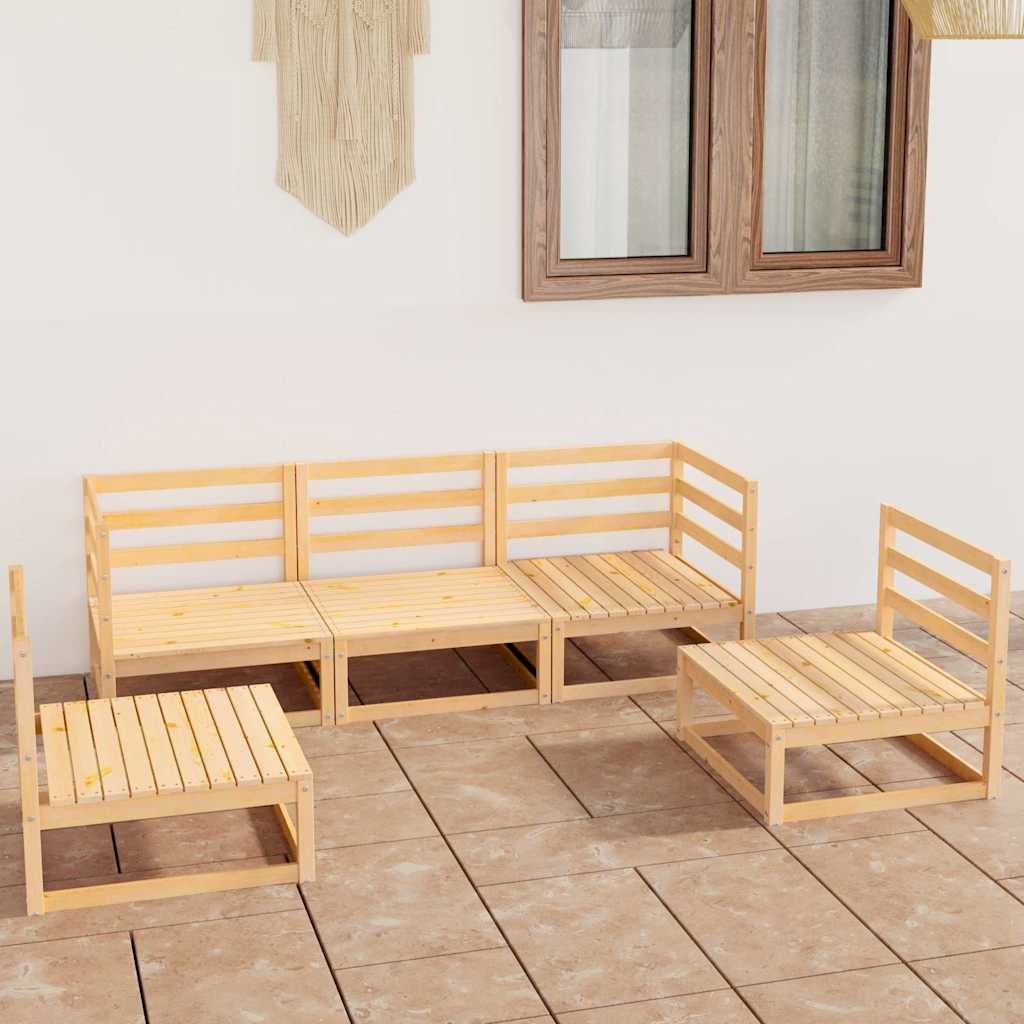 Set Divani da Giardino 5 pz in Legno Massello di Pino vidaXL