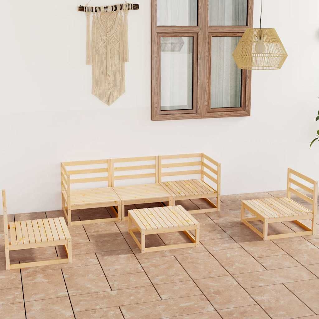 Set Divani da Giardino 6 pz in Legno Massello di Pino vidaXL