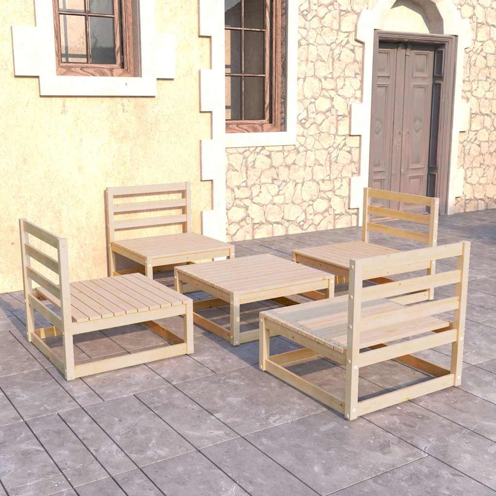 Set Divani da Giardino 5 pz in Legno Massello di Pino vidaXL