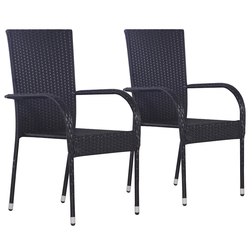 Set Mobili da Pranzo per Giardino 3 pz Polyrattan Nero vidaXL