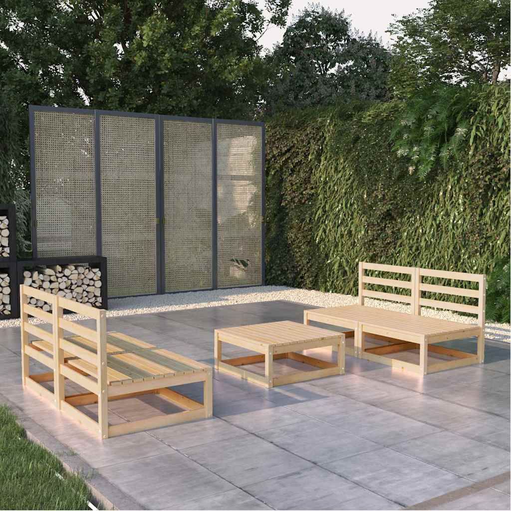 Set Divani da Giardino 5 pz in Legno Massello di Pino vidaXL