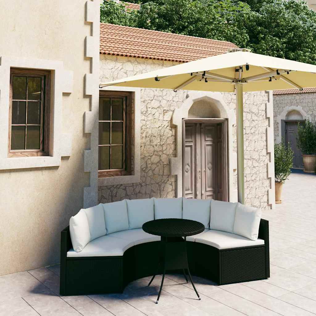 Set Divani da Giardino 5 pz con Cuscini in Polyrattan Nero vidaXL