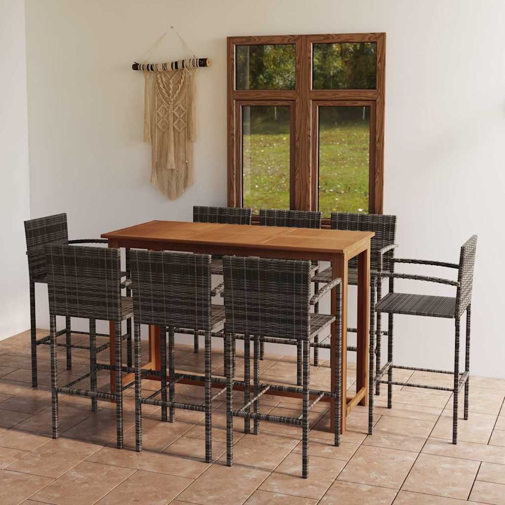Set Bar da Giardino 9 pz Grigio vidaXL