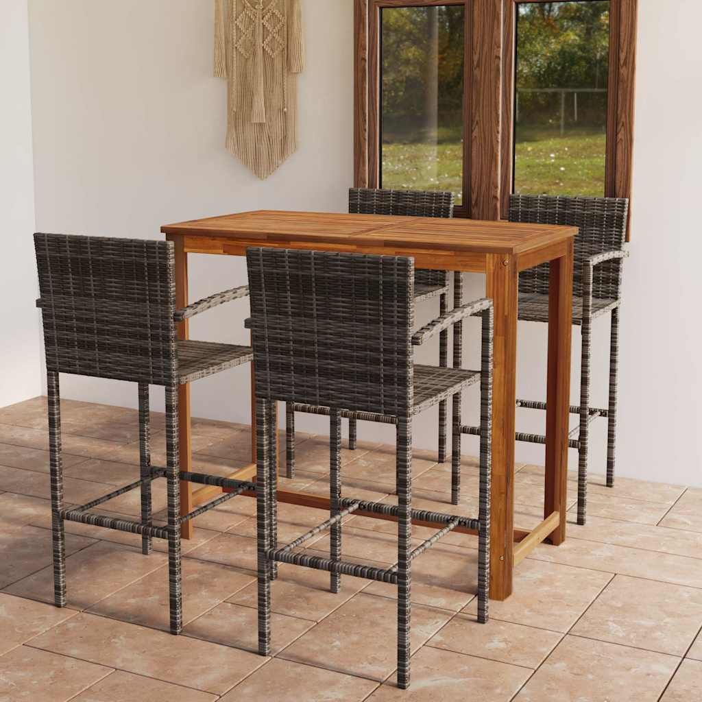 Set Bar da Giardino 5 pz Grigio vidaXL