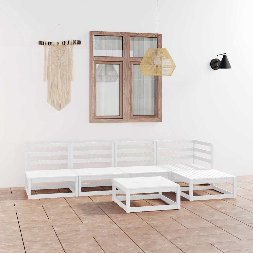 Set Divani da Giardino 6 pz Bianco in Legno Massello di Pino vidaXL