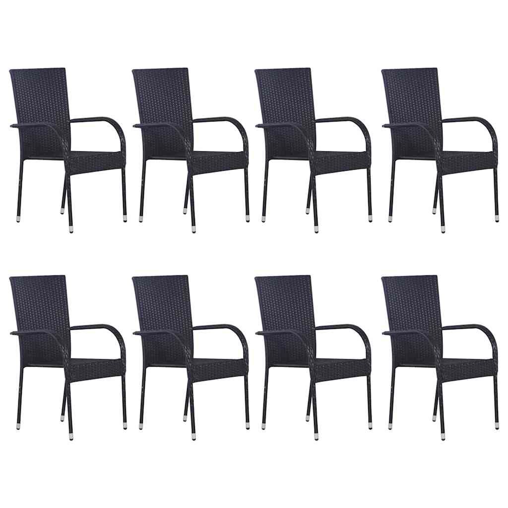 Set Mobili da Pranzo Giardino 9 pz in Polyrattan Nero vidaXL