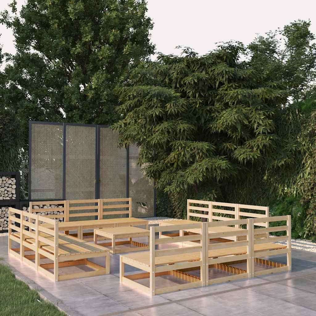 Set Divani da Giardino 13 pz in Legno Massello di Pino vidaXL