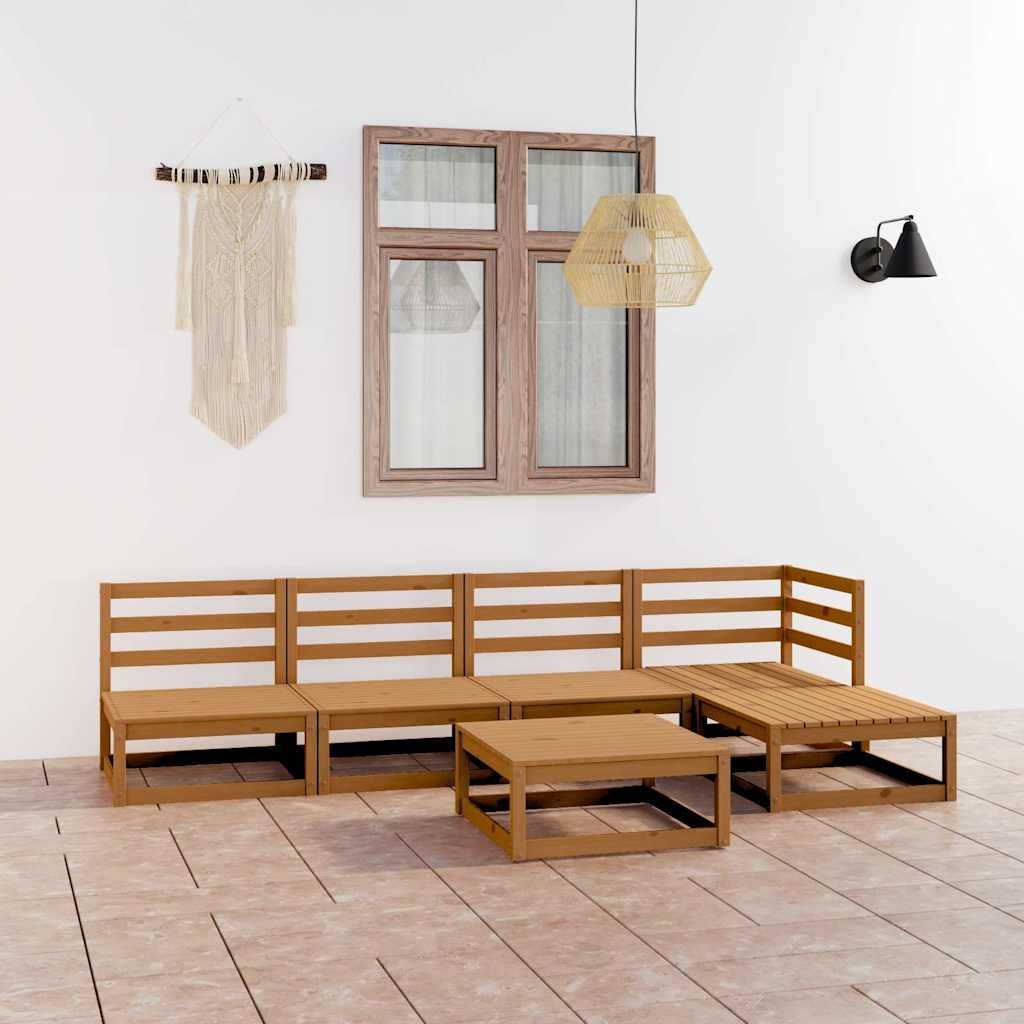 Set Salotto da Giardino 6pz Marrone Ambra Legno Massello Pino vidaXL
