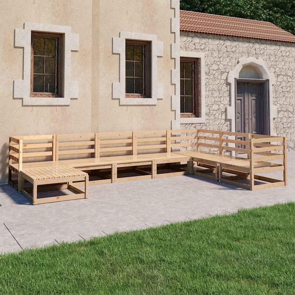 Set Divani da Giardino 8 pz in Legno Massello di Pino vidaXL