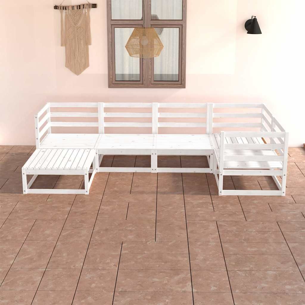 Set Divani da Giardino 6 pz Bianco in Legno Massello di Pino vidaXL