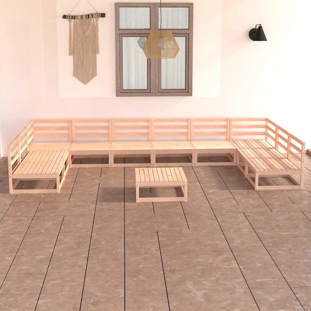 Set Divani da Giardino 11 pz in Legno Massello di Pino vidaXL