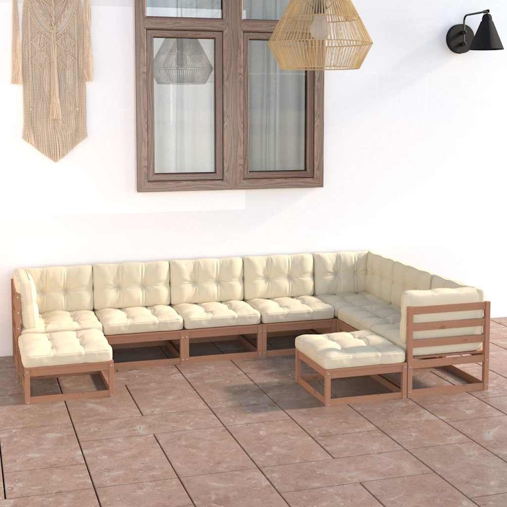 Set Salotto Giardino e Cuscini 9 pz Legno Massello Pino Ambra vidaXL