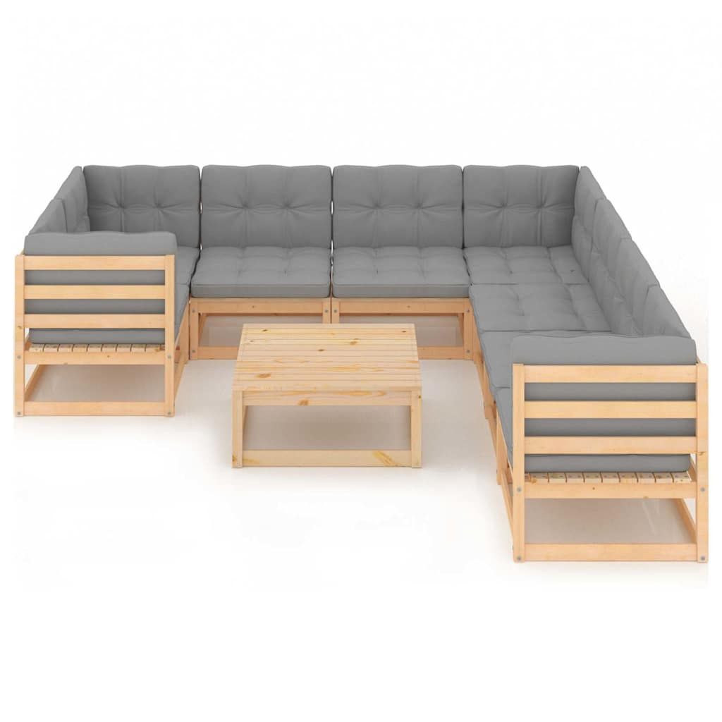 Set Salotto Giardino 9 pz Cuscini Antracite Legno Massello Pino vidaXL