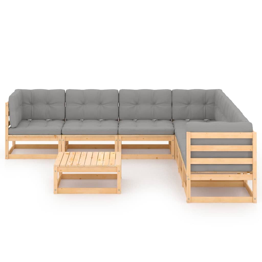 Set Salotto Giardino 8 pz Cuscini Antracite Legno Massello Pino vidaXL