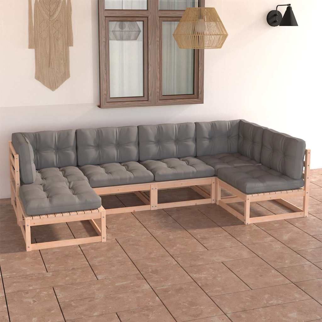 Set Divani Giardino 6 pz con Cuscini in Legno Massello di Pino vidaXL