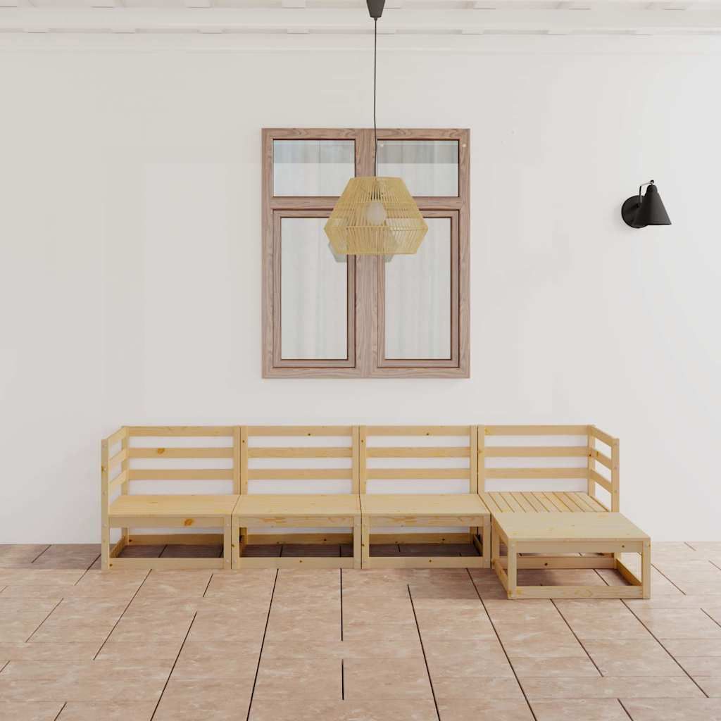 Set Divani da Giardino 5 pz in Legno Massello di Pino vidaXL