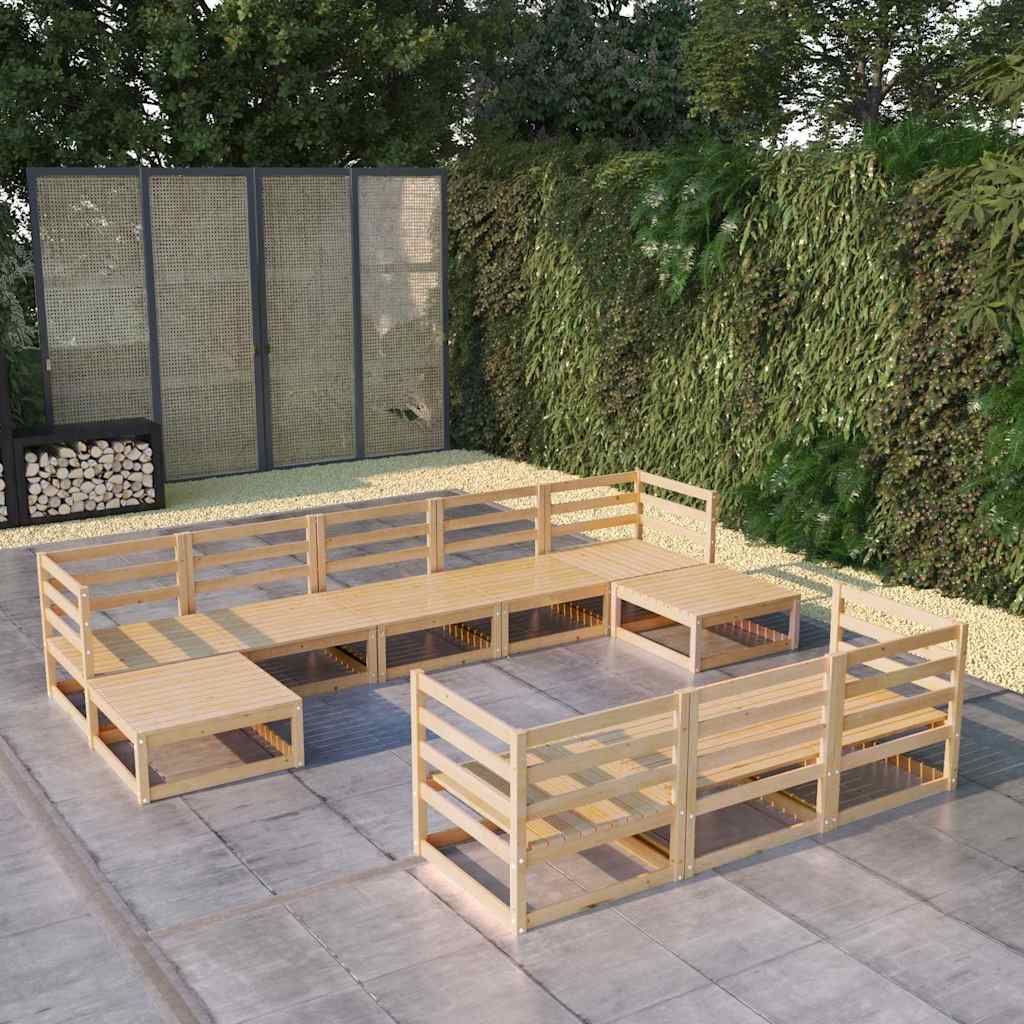 Set Divani da Giardino 10 pz in Legno Massello di Pino vidaXL