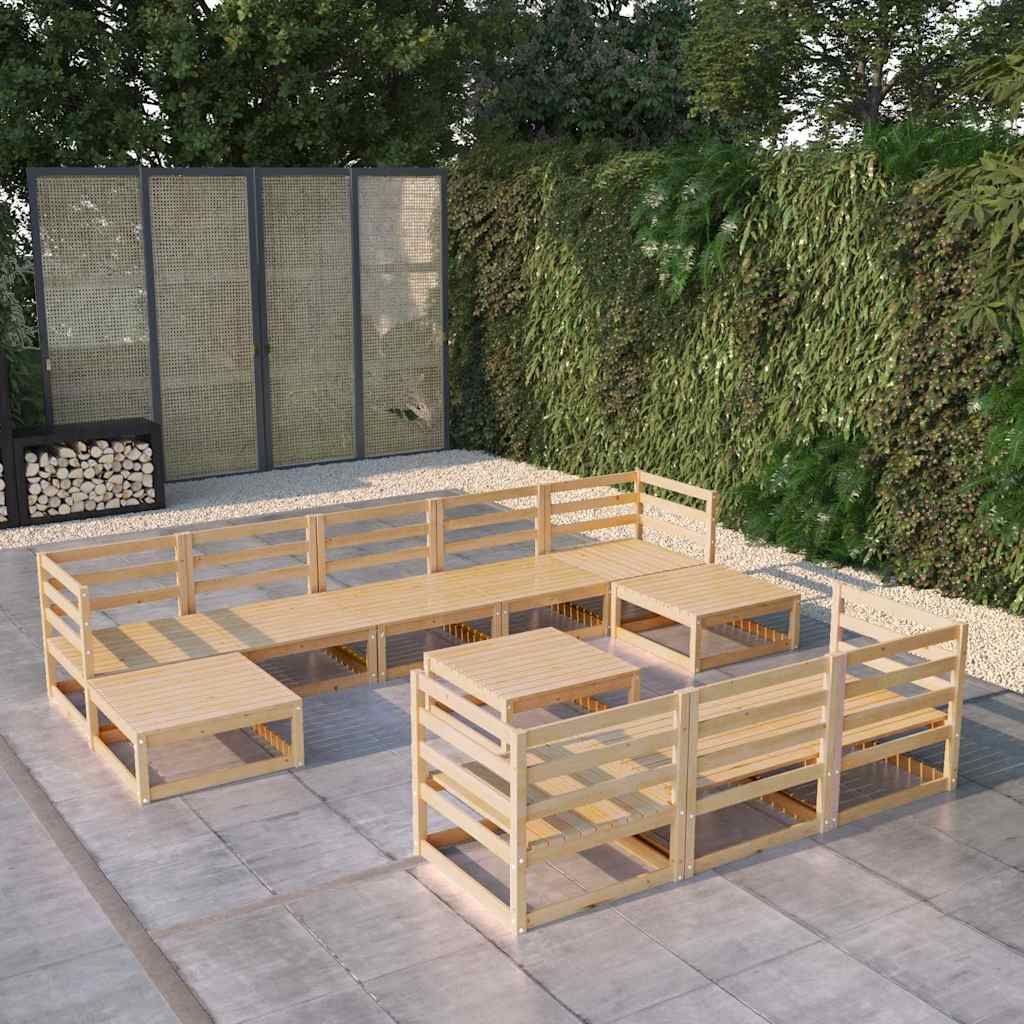 Set Divani da Giardino 11 pz in Legno Massello di Pino vidaXL